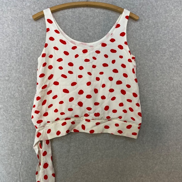 Vintage Size 10 Prophecy Petites Tank Side Tie White Red Polka Dot Lined Viscose - Picture 7 of 7